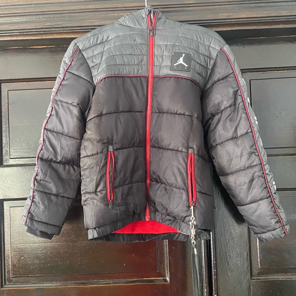 Jordan women’s Red and Black Puffer Jacket with Quilted Insulation